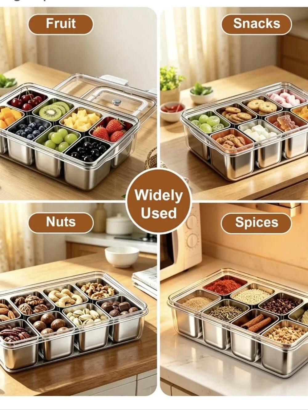 Stainless Steel Container Set with Clear Lid